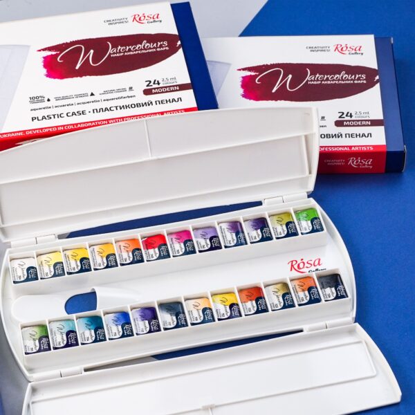 Набір акварелі "Модерн" в металевому пеналі 21 колір ROSA Gallery