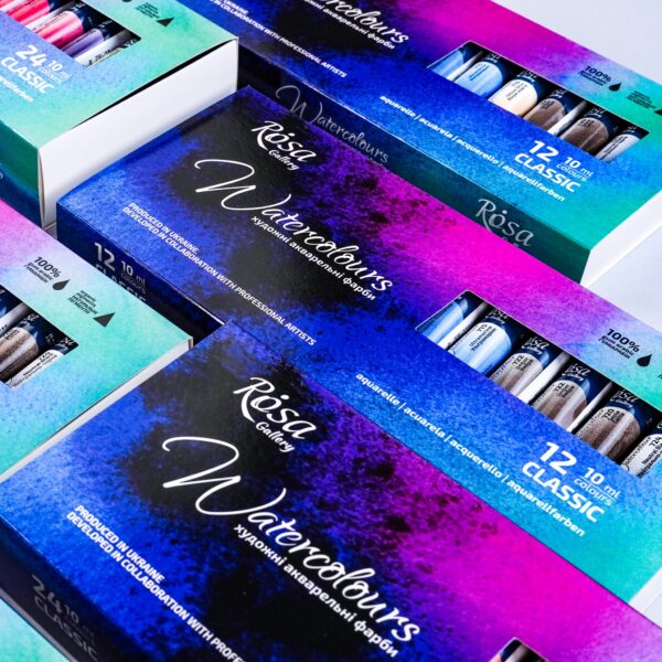 Набір акварелі "Класика" в металевому пеналі 14кол ROSA Gallery