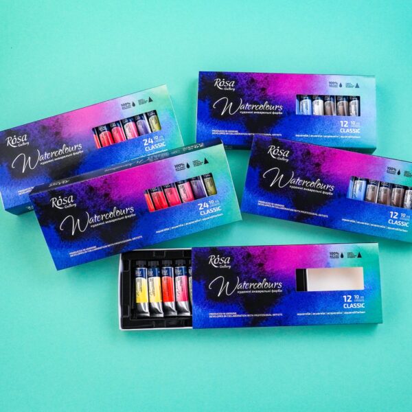 Набір акварелі "Класика" в металевому пеналі 14кол ROSA Gallery