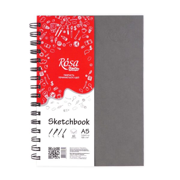 Блокноти для рисунку на спіралі A4 100г/м 80л ROSA Studio