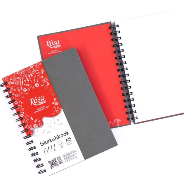 Блокноти для рисунку на спіралі A4 100г/м 80л ROSA Studio