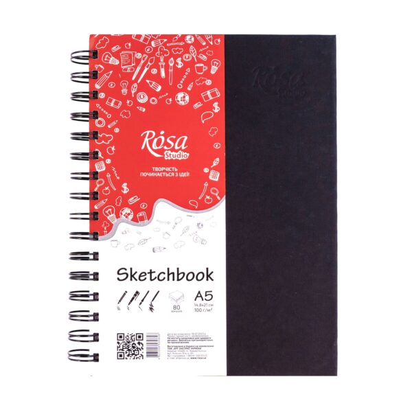 Блокноти для рисунку на спіралі A4 100г/м 80л ROSA Studio