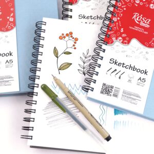 Блокноти для рисунку на спіралі A4 100г/м 80л ROSA Studio