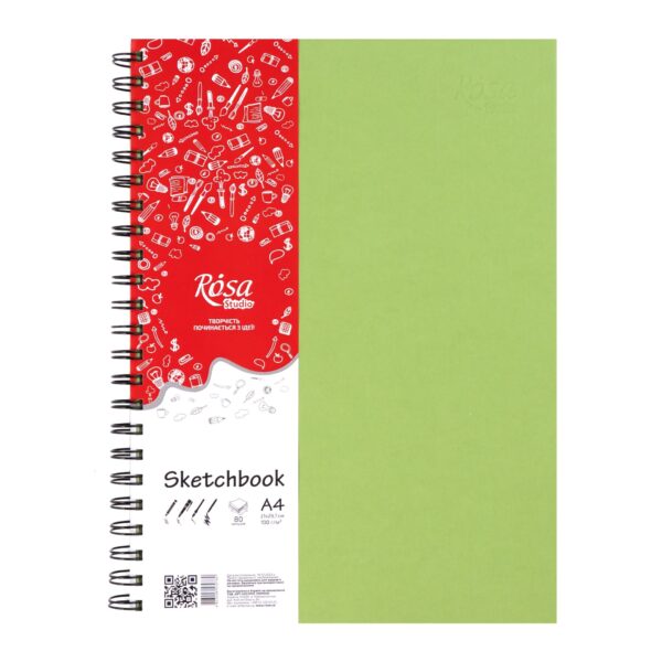 Блокноти для рисунку на спіралі A4 100г/м 80л ROSA Studio
