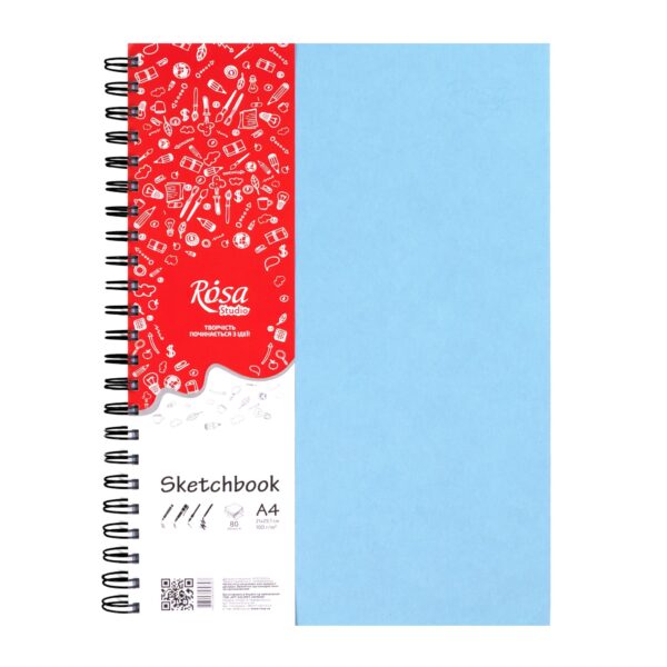 Блокноти для рисунку на спіралі A4 100г/м 80л ROSA Studio
