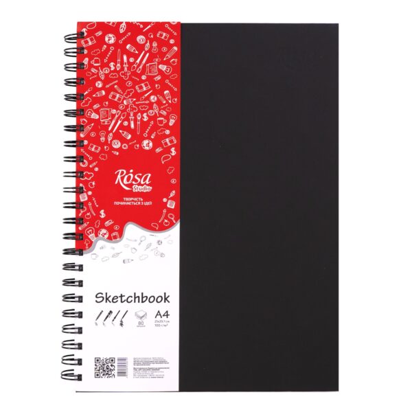 Блокноти для рисунку на спіралі A4 100г/м 80л ROSA Studio