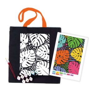 Set, ecobag-coloring, black, „Tropical Leaves“, cotton 240 gsm, 38x42 cm, ROSA Talent