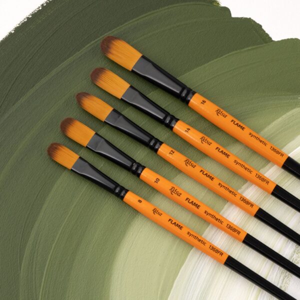 Synthetic Fan Brush, FLAME 1368FN, Short Handle, ROSA