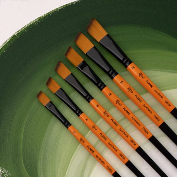 Synthetic Fan Brush, FLAME 1368FN, Short Handle, ROSA