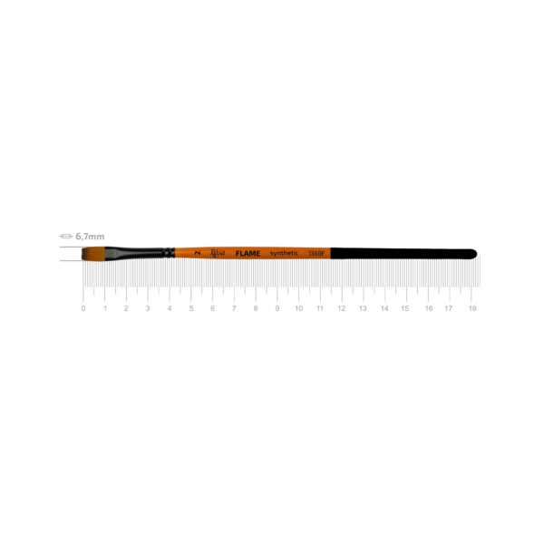 Synthetic Flat Brush, FLAME 1368F, Short Handle, ROSA