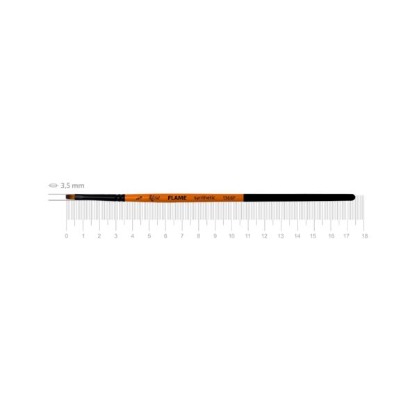 Synthetic Flat Brush, FLAME 1368F, Short Handle, ROSA