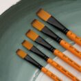 Synthetic Flat Brush, FLAME 1368F, Short Handle, ROSA