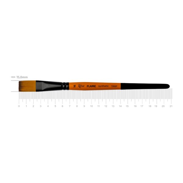 Synthetic Flat Brush, FLAME 1368F, Short Handle, ROSA