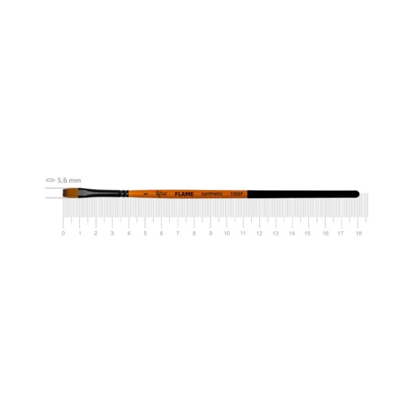 Synthetic Flat Brush, FLAME 1368F, Short Handle, ROSA