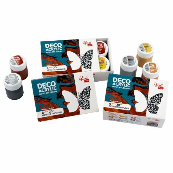Фарби для декору металіки 6кол 20мл ROSA ТАLENT