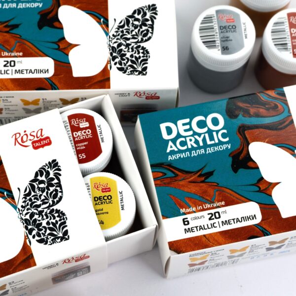 Фарби для декору металіки 6кол 20мл ROSA ТАLENT