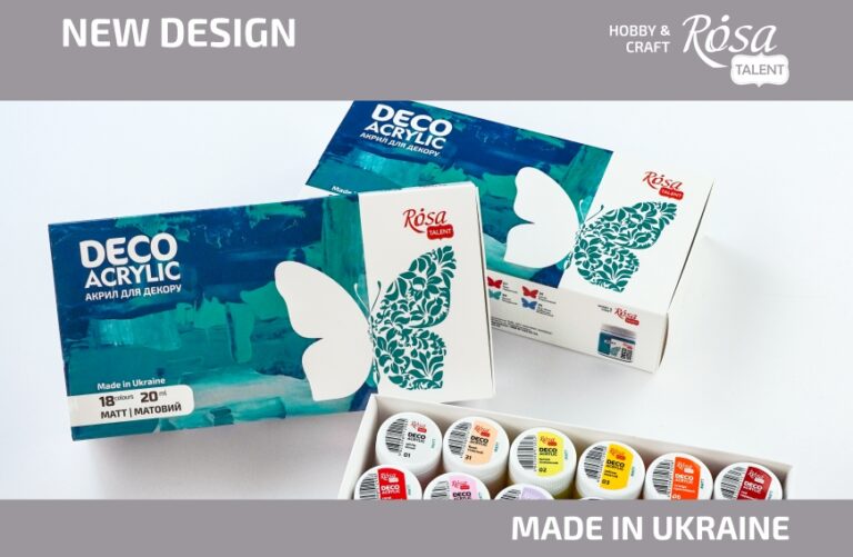 The updated design of sets of acrylic paint for decoration from ROSA Talent