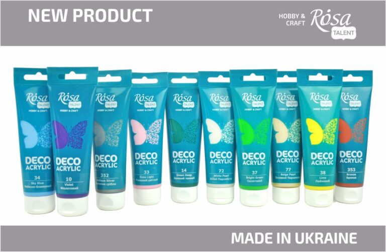 Новинка! 10 кольорів акрилу для декору ROSA Talent у тубі 75 мл